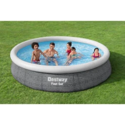 Piscine Autoportée Bestway Fast Set™ Aspect Rotin 3,66 X 0,76 M -Magasin Piscines 57445 piscine ronde bestway fast set rotin 366 76 ambiance