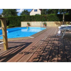 Piscine En Bois Octogonale Ubbink Océa 6,10 X 4,00 X 1,30 M - Liner Bleu -Magasin Piscines 7504508 piscine bois octogonale ubbink ocea 400 610 bleu ambiance 2