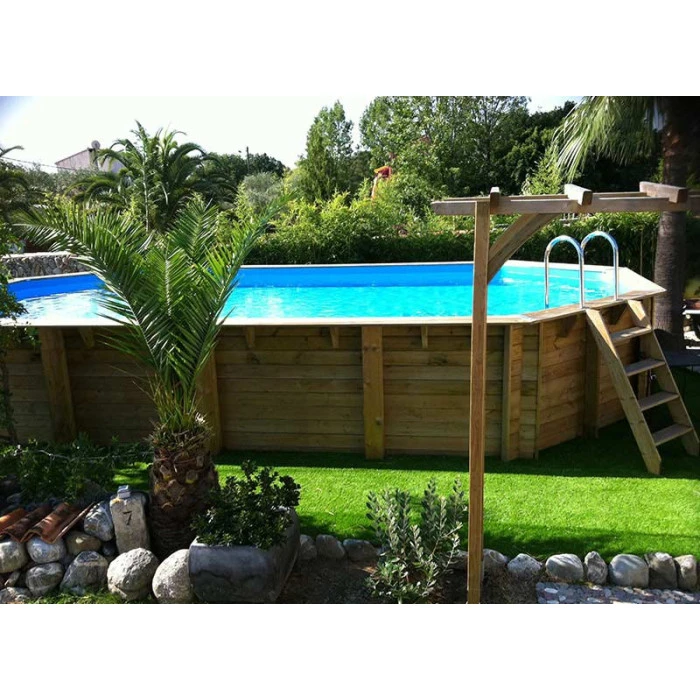 Piscine En Bois Octogonale Ubbink Océa 8,60 X 4,70 X 1,30 M - Liner Bleu 6 Piscine En Bois Octogonale Ubbink Océa 8,60 X 4,70 X 1,30 M - Liner Bleu – Image 4