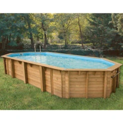 Magasin Piscines 15 Piscine En Bois Octogonale Ubbink Océa 8,60 X 4,70 X 1,30 M - Liner Bleu