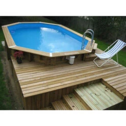 Piscine En Bois Octogonale Ubbink Azura 7,50 X 4,00 X 1,30 M - Liner Bleu 9 Piscine En Bois Octogonale Ubbink Azura 7,50 X 4,00 X 1,30 M - Liner Bleu -Magasin Piscines 7504717 piscine bois octogonale ubbink azura 400 750 bleu ambiance 2