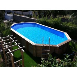 Piscine En Bois Octogonale Ubbink Azura 7,50 X 4,00 X 1,30 M - Liner Bleu 8 Piscine En Bois Octogonale Ubbink Azura 7,50 X 4,00 X 1,30 M - Liner Bleu -Magasin Piscines 7504717 piscine bois octogonale ubbink azura 400 750 bleu ambiance