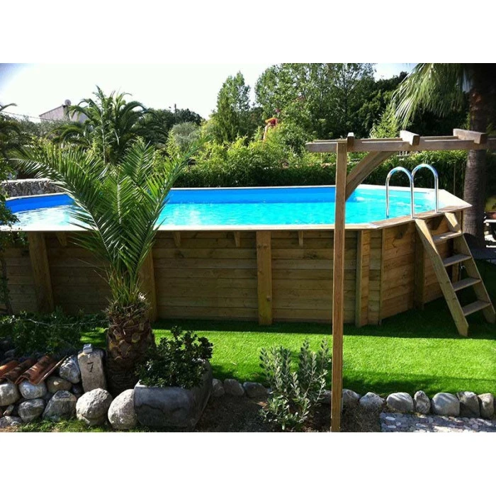 Piscine En Bois Octogonale Ubbink Azura 7,50 X 4,00 X 1,30 M - Liner Bleu 4 Piscine En Bois Octogonale Ubbink Azura 7,50 X 4,00 X 1,30 M - Liner Bleu – Image 2