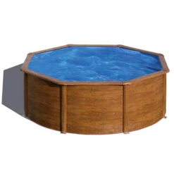 GRE Piscine Ronde Acier Gré Sicilia Imitation Bois - Ø 3 X 1,20 M