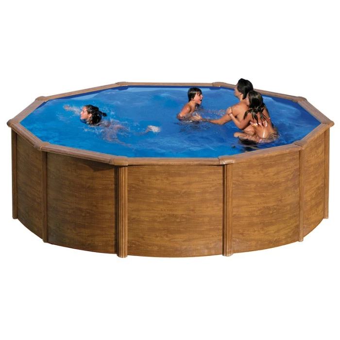 GRE Piscine Ronde Acier Gré Sicilia Imitation Bois - Ø 4,60 X 1,20 M 3 GRE Piscine Ronde Acier Gré Sicilia Imitation Bois - Ø 4,60 X 1,20 M