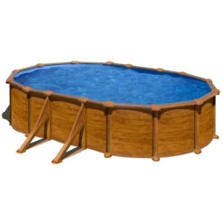 GRE Piscine Ovale Acier Gré Sicilia Imitation Bois - 5 X 3 X 1,20 M
