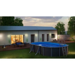 GRE Piscine Ovale Acier Gré Gris Anthracite - 6,10 X 3,75 X 1,30 M -Magasin Piscines kitprov618gy piscine ovale acier gre gris anthracite 1 32m 610x375cm ambiance 2