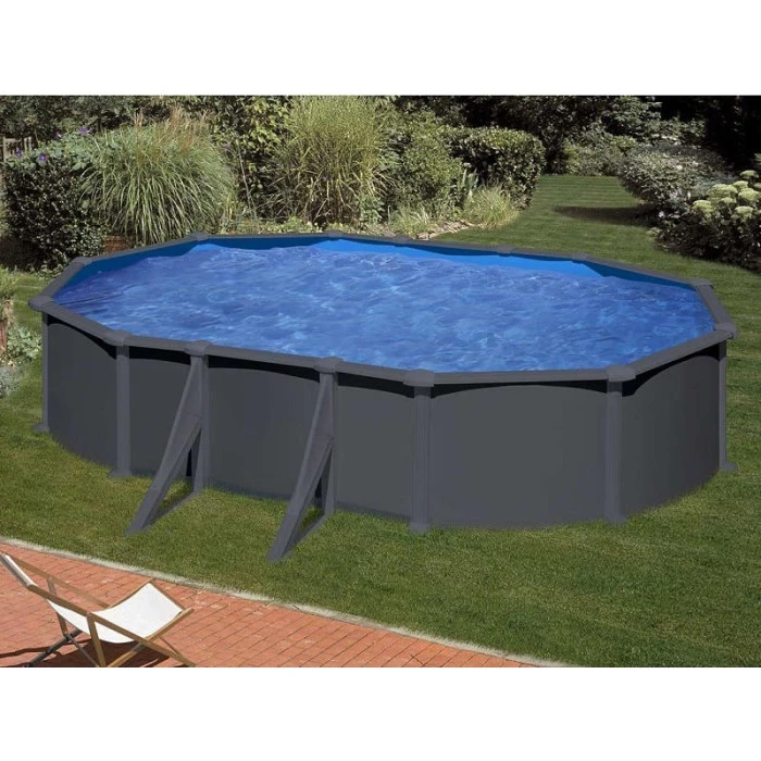 GRE Piscine Ovale Acier Gré Gris Anthracite - 5 X 3 X 1,30 M 4 GRE Piscine Ovale Acier Gré Gris Anthracite - 5 X 3 X 1,30 M – Image 2