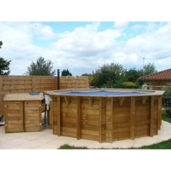 Piscine En Bois Octogonale Ubbink Océa 5,10 X 1,20 M - Liner Bleu -Magasin Piscines piscine bois octogonale ubbink ocea 580 couverte 3