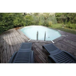 Piscine En Bois Octogonale Ubbink Azura 4,90 X 3,55 X 1,30 M - Liner Beige -Magasin Piscines piscine ubbink azura 490 355 130 beige 2